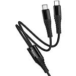 Фото Кабель HOCO X123 Black (6942007663595) Type-C/2*Type-C, 1м, 2A, nylon+aluminum #3
