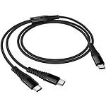 Фото Кабель HOCO X123 Black (6942007663595) Type-C/2*Type-C, 1м, 2A, nylon+aluminum #6
