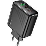 Зображення Мережевий ЗП Hoco CS26A Black (6942007639811) USB-A + 2*Type-C, QC3.0, PD45W Фото Мережевий ЗП Hoco CS26A Black (6942007639811) USB-A + 2*Type-C, QC3.0, PD45W
