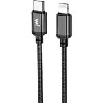 Зображення Кабель Wibrand Cobra Black (WI.DC/CO1B-CL) Type-C/Lightning, 1м, 3A, 20W, nylon+aluminium Фото Кабель Wibrand Cobra Black (WI.DC/CO1B-CL) Type-C/Lightning, 1м, 3A, 20W, nylon+aluminium