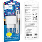 Фото Мережевий ЗП Hoco CS11A White (6942007603591) 1* USB-A, 2.1А + Cable micro-USB #1