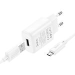 Зображення Мережевий ЗП Hoco C134A Solid White (6942007621342) 1*USB-A, 12W + Cable Micro-USB #2 Фото Мережевий ЗП Hoco C134A Solid White (6942007621342) 1*USB-A, 12W + Cable Micro-USB #2