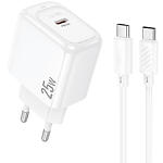 Зображення Мережевий ЗП Hoco CS53A White (6942007631501) Type-C, Fast Charge, PD25W + Cable Type-C Фото Мережевий ЗП Hoco CS53A White (6942007631501) Type-C, Fast Charge, PD25W + Cable Type-C