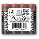 Фото Батарейка KODAK ZINC ECONOMY R06 SH (30421189) щелочная АА, 4 шт (1*4 шт блистер)