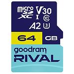 Зображення microSD XC 64Gb GOODRAM RIVAL M2AA UHS-I U3 V30 A2 (GGSM2AA-0640R12) з адаптером на SD, R/W 170/120 Фото microSD XC 64Gb GOODRAM RIVAL M2AA UHS-I U3 V30 A2 (GGSM2AA-0640R12) з адаптером на SD, R/W 170/120