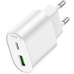 Зображення Мережевий ЗП Hoco C109A Fighter White (6942007656719) USB-A + USB-C, PD20W, QC3.0 #2 Фото Мережевий ЗП Hoco C109A Fighter White (6942007656719) USB-A + USB-C, PD20W, QC3.0 #2