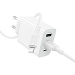 Фото Мережевий ЗП BOROFONE BA105A White (6941991125287) 2*USB-A + Type-C, 3A, 15W + Cable Lightning #3