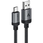 Кабель ACEFAST C20-04 Black (6974316283782) USB-A/Type-C, 1.2м, 3A, nylon/aluminium - фото