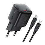 Мережевий ЗП ACEFAST A118 Black (6974316285175) 1*USB-C, GaN, Fast charge, PD 30W, Cable Type-C - фото