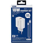 Фото Мережевий ЗП REMAX RP-U119 White (6954851245742) USB-A, QC, 18W, кабель Lightning 1м #1
