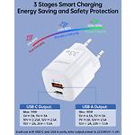 Зображення Мережевий ЗП Choetech PD5006-EU-WH, USB-A + Type-C, QC3.0, PD33W #3 Фото Мережевий ЗП Choetech PD5006-EU-WH, USB-A + Type-C, QC3.0, PD33W #3