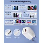 Зображення Мережевий ЗП Choetech PD5006-EU-WH, USB-A + Type-C, QC3.0, PD33W #6 Фото Мережевий ЗП Choetech PD5006-EU-WH, USB-A + Type-C, QC3.0, PD33W #6