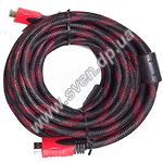 Изображение Кабель HDMI to HDMI 20м (V1.4) Noname с 2-мя ферр.фильтрами, черно-красная оплетка Фото Кабель HDMI to HDMI 20м (V1.4) Noname с 2-мя ферр.фильтрами, черно-красная оплетка