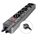 Изображение Фильтр-удлинитель сетевой Gemix Surge protector 1.8 м black Фото Фильтр-удлинитель сетевой Gemix Surge protector 1.8 м black