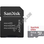 Изображение microSD XC 64Gb SanDisk Ultra Class 10 UHS-I (c переходником на SD, SDSQUNS-064G-GN3MA) Фото microSD XC 64Gb SanDisk Ultra Class 10 UHS-I (c переходником на SD, SDSQUNS-064G-GN3MA)