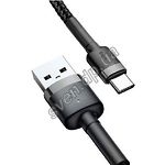 фото Кабель Baseus CATKLF-AG1 Cafule USB/Type-C, 0.5м Gray+Black 3A
