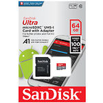 Изображение microSD XC 64Gb SanDisk Ultra A1 Class 10 UHS-I (c переходником на SD, SDSQUAR-064G-GN6TA) Фото microSD XC 64Gb SanDisk Ultra A1 Class 10 UHS-I (c переходником на SD, SDSQUAR-064G-GN6TA)