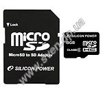 Изображение microSD HC 8GB SILICON POWER Class 4 (с переходником, SP008GBSTH004V10SP) Фото microSD HC 8GB SILICON POWER Class 4 (с переходником, SP008GBSTH004V10SP)