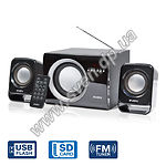 Изображение Акустическая система SVEN MS-300 black, 2.1 6W Woofer + 2*3W speaker, FM, SD, USB, LED display, ДУ Фото Акустическая система SVEN MS-300 black, 2.1 6W Woofer + 2*3W speaker, FM, SD, USB, LED display, ДУ