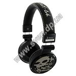 Изображение Firtech FM-715 наушники с микрофоном (кожа) black (черные) 3D-Art объемный рисунок черепа из резины Фото Firtech FM-715 наушники с микрофоном (кожа) black (черные) 3D-Art объемный рисунок черепа из резины