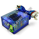 Фото Блок питания ATRIX 500T/500W P4, CB, CE,12cm fan,24pin,S-ATA,PCIE 8pin conn,Transparent blue