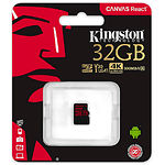Изображение microSD HC 32Gb KINGSTON Canvas React UHS-I U3 Class10 (без переходника, SDCR/32GBSP) Фото microSD HC 32Gb KINGSTON Canvas React UHS-I U3 Class10 (без переходника, SDCR/32GBSP)
