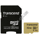 Изображение microSD HC 32GB Transcend 500S UHS-I U3 Class 10 (TS32GUSD500S) c SD переходником Фото microSD HC 32GB Transcend 500S UHS-I U3 Class 10 (TS32GUSD500S) c SD переходником