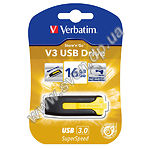 Изображение USB Flash 16Gb Verbatim V3 {49175}, USB 3.0 "STORE N GO DRIVE" черный с желтым) Фото USB Flash 16Gb Verbatim V3 {49175}, USB 3.0 "STORE N GO DRIVE" черный с желтым)