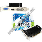 Изображение Видеокарта MSI GeForce GT610 PCI-E 1024MB DDR3 w/HDTV&DVI (N610-1GD3H/LPV1) Фото Видеокарта MSI GeForce GT610 PCI-E 1024MB DDR3 w/HDTV&DVI (N610-1GD3H/LPV1)