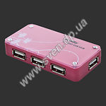 Изображение Концентратор HUB USB 2.0 Hardity HB-007 Pink, 4 ports Фото Концентратор HUB USB 2.0 Hardity HB-007 Pink, 4 ports