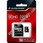 Изображение microSD HC 32Gb SILICON POWER Class4 (с переходником на SD) Фото microSD HC 32Gb SILICON POWER Class4 (с переходником на SD)