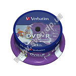Изображение DVD+R Verbatim 4,7Gb 16x Cake 25 pcs Printable (43539) Фото DVD+R Verbatim 4,7Gb 16x Cake 25 pcs Printable (43539)
