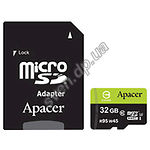 Изображение microSD HC 32Gb Apacer UHS-I Class10 U3 (с переходником на SD,AP32GMCSH10U3-R) (R95, W45MB/s) Фото microSD HC 32Gb Apacer UHS-I Class10 U3 (с переходником на SD,AP32GMCSH10U3-R) (R95, W45MB/s)