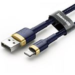 Изображение Кабель Baseus CALKLF-AV3 Cafule USB/Lightning 0.5м Gold+Blue 2.4A Фото Кабель Baseus CALKLF-AV3 Cafule USB/Lightning 0.5м Gold+Blue 2.4A