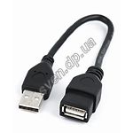 Изображение Кабель Cablexpert CCP-USB2-AMAF-0.15M, 0.15m удлинитель, двойной экран, black Фото Кабель Cablexpert CCP-USB2-AMAF-0.15M, 0.15m удлинитель, двойной экран, black