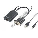 Переходник Gembird Cablexpert A-VGA-HDMI-01 VGA папа в HDMI мама + звук + питание - фото