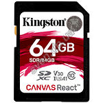 Изображение SD XC 64 GB Kingston Canvas React U3 (SDR/64GB) R100/W80 Фото SD XC 64 GB Kingston Canvas React U3 (SDR/64GB) R100/W80