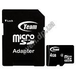 Изображение microSD HC 4GB TEAM Class4 (с переходником, TUSDH4GCL403) Фото microSD HC 4GB TEAM Class4 (с переходником, TUSDH4GCL403)