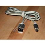 Изображение Кабель магнитный USB2.0 AM/B micro-USB, 1m, серебристый, текстильная оплетка (art 06292) Фото Кабель магнитный USB2.0 AM/B micro-USB, 1m, серебристый, текстильная оплетка (art 06292)