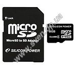 Карта памяти Silicon Power 8Gb microSDHC class 10 + SD adapter - фото