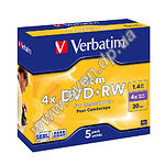 Изображение DVD+RW Verbatim 1,4Gb 4X Jewel 5 pcs Hardcoat (43565) Фото DVD+RW Verbatim 1,4Gb 4X Jewel 5 pcs Hardcoat (43565)