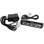 Изображение Концентратор HUB USB 2.0 Lapara LA-USB22-ALU black, 4 порта с БП 0,5 А, алюминий черный с серебром Фото Концентратор HUB USB 2.0 Lapara LA-USB22-ALU black, 4 порта с БП 0,5 А, алюминий черный с серебром