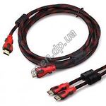 Изображение Кабель HDMI to HDMI 5м (V1.4) Noname с 2-мя ферр.фильтрами, черно-красная оплетка Фото Кабель HDMI to HDMI 5м (V1.4) Noname с 2-мя ферр.фильтрами, черно-красная оплетка