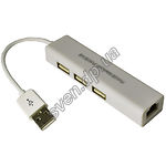 Фото Концентратор HUB USB 2.0 Dynamode USB2.0-RJ45-HUB3 (USB2.0 в RJ45-10/100 Мбит/с, 3*USB2.0-порта, бел
