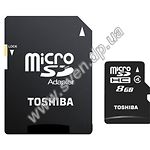 Изображение microSD HC 8GB Toshiba Class4 (SD-C08GJ) с переходником на полный SD Фото microSD HC 8GB Toshiba Class4 (SD-C08GJ) с переходником на полный SD