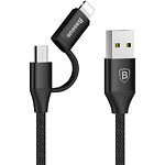Изображение Кабель Baseus CAMLYW-01 Yiven 2 in 1 USB/Lightning+MicroUSB, 1м, Black Фото Кабель Baseus CAMLYW-01 Yiven 2 in 1 USB/Lightning+MicroUSB, 1м, Black