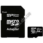 Изображение microSD XC 64Gb SILICON POWER Elite Class10 UHS-I (SP064GBSTXBU1V10SP) с SD переходником Фото microSD XC 64Gb SILICON POWER Elite Class10 UHS-I (SP064GBSTXBU1V10SP) с SD переходником