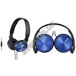 Изображение SONY MDR-ZX310AP Blue, наушники накладные с микрофоном Фото SONY MDR-ZX310AP Blue, наушники накладные с микрофоном
