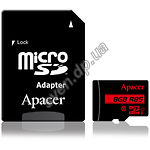 Изображение microSD HC 8Gb Apacer Class10 UHS-I (с переходником на SD, AP8GMCSH10U5-R) R85MB/s Фото microSD HC 8Gb Apacer Class10 UHS-I (с переходником на SD, AP8GMCSH10U5-R) R85MB/s