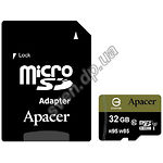 Изображение microSD HC 32Gb Apacer UHS-I Class10 U3 (с переходником на SD,AP32GMCSH10U4-R) (R95, W85MB/s) Фото microSD HC 32Gb Apacer UHS-I Class10 U3 (с переходником на SD,AP32GMCSH10U4-R) (R95, W85MB/s)